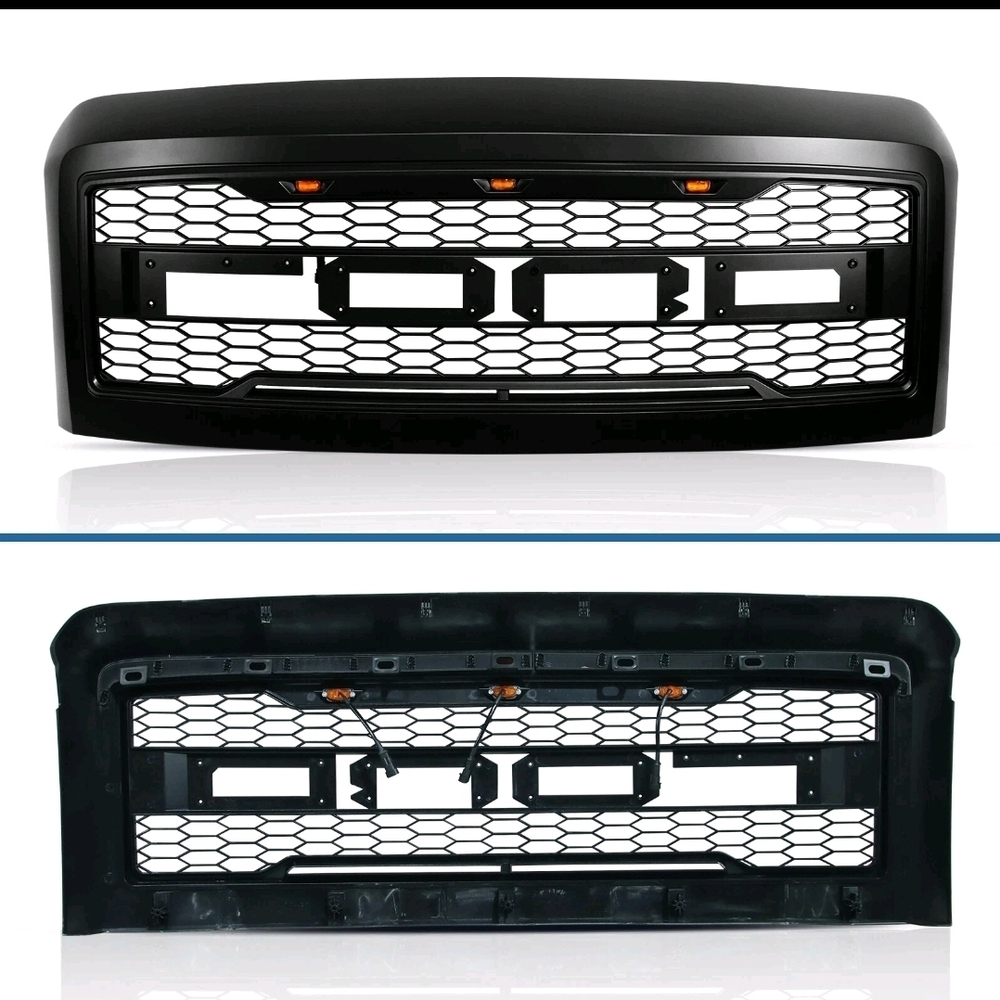 Black Front Grille with Honeycomb Design